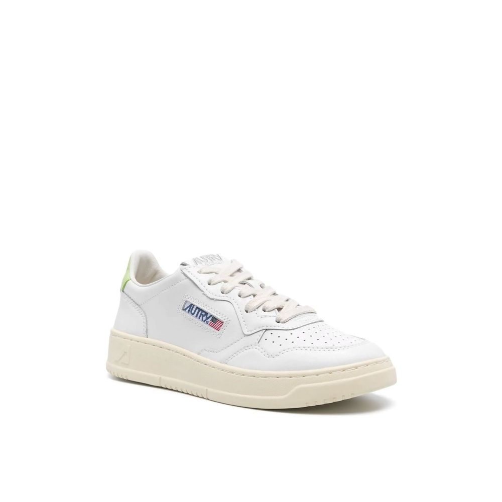 White Leather Low Top Sneakers