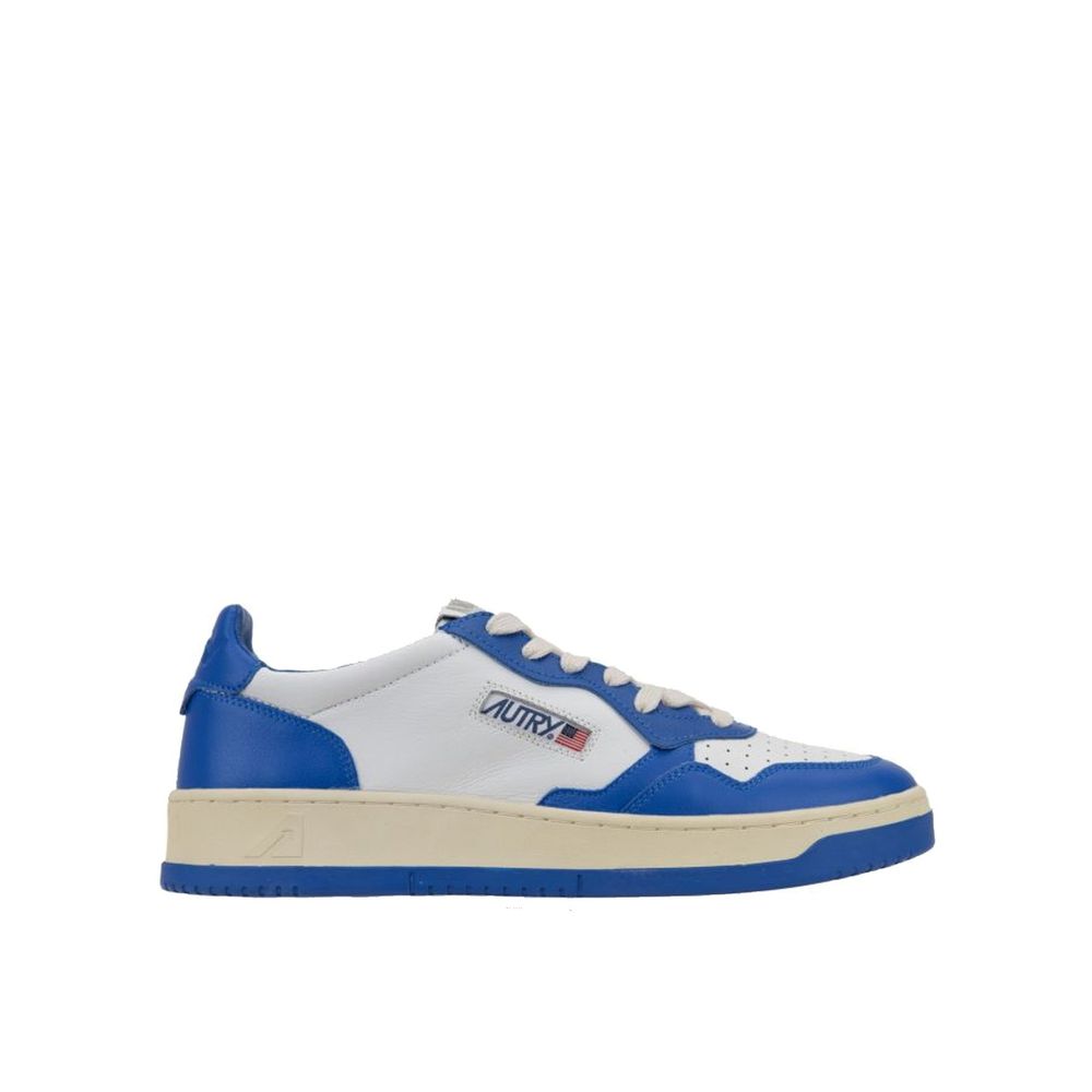 Blue Leather Low Top Sneakers