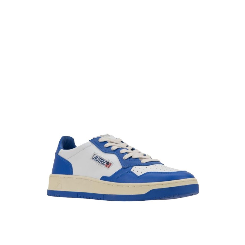Blue Leather Low Top Sneakers