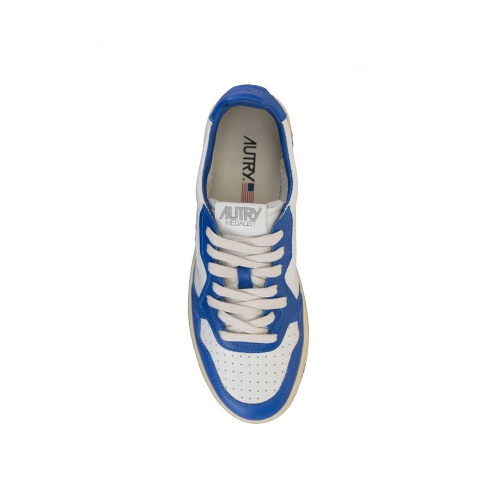 Blue Leather Low Top Sneakers