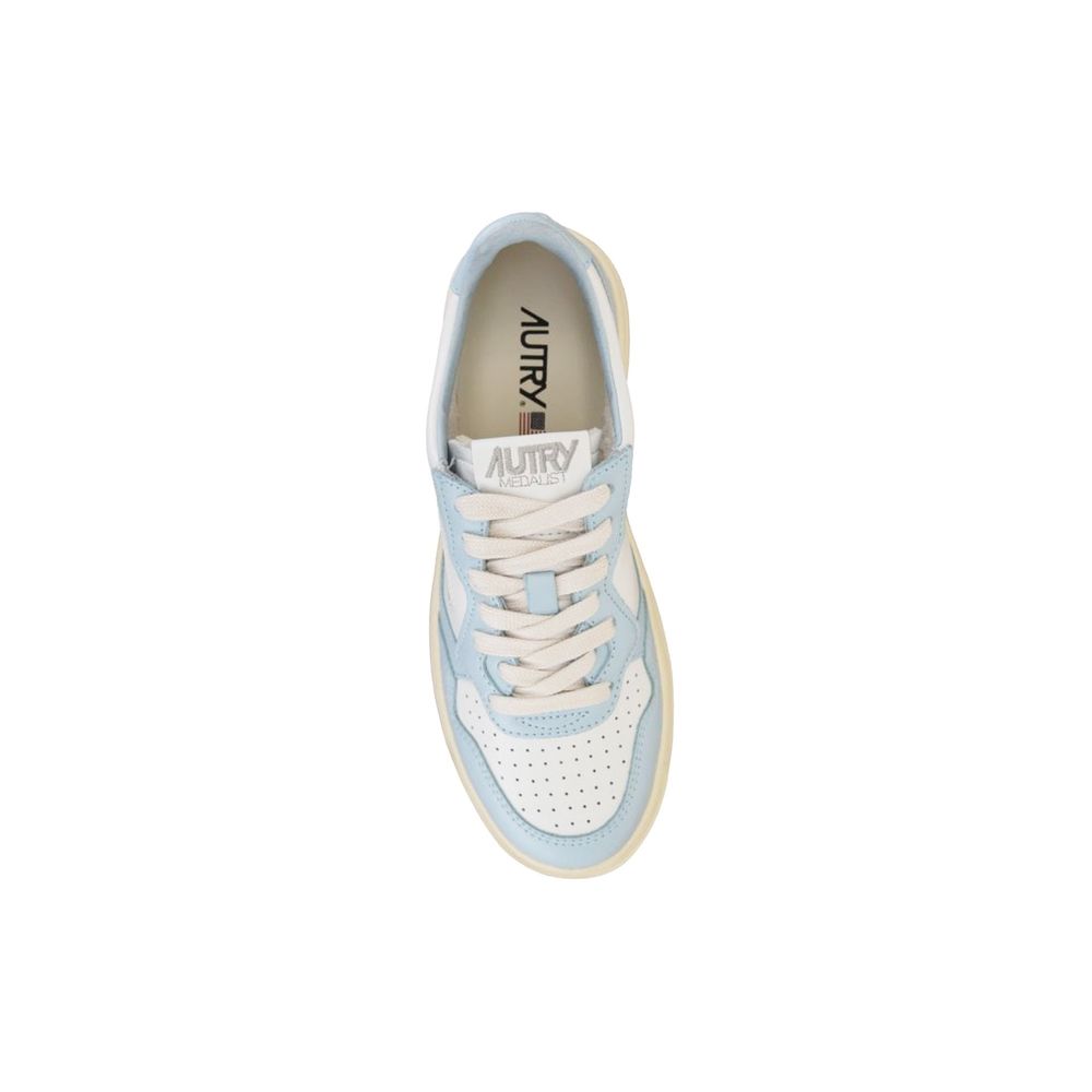 Blue Leather Low Top Sneakers