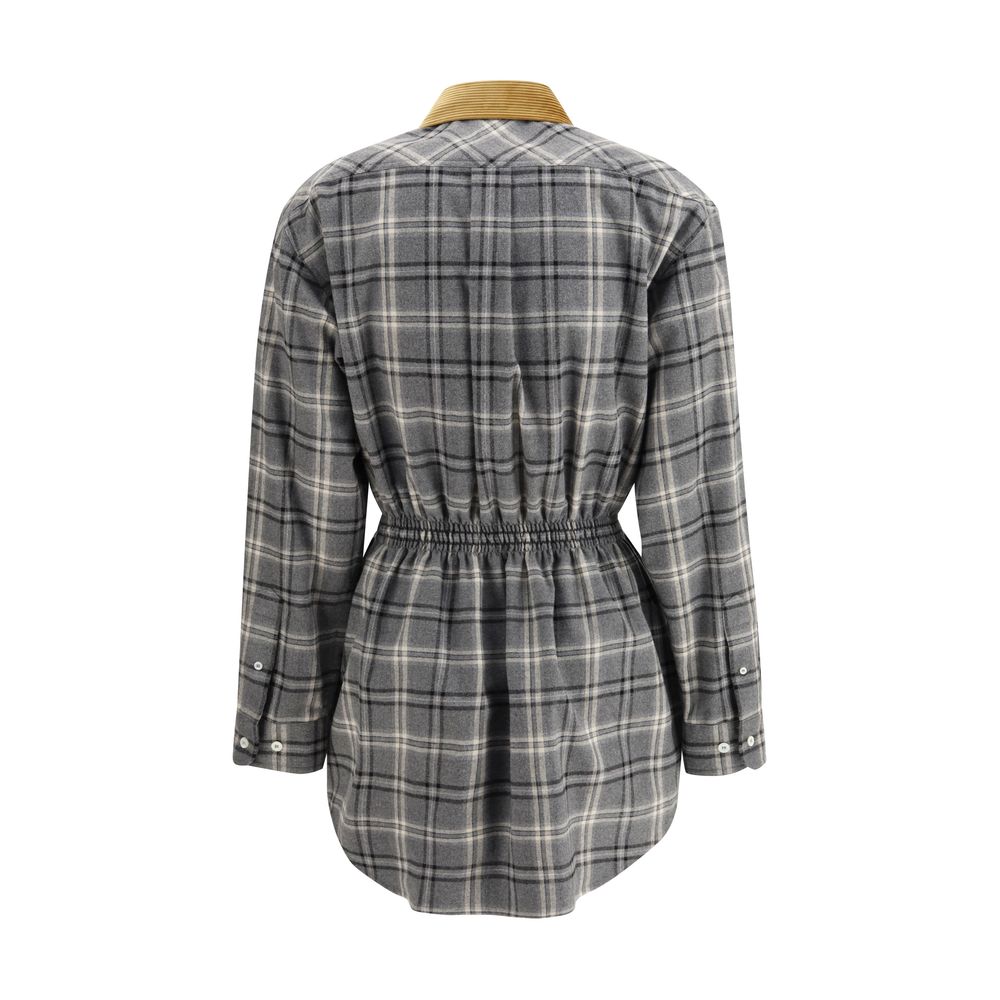 Gray Cotton Casual Dress