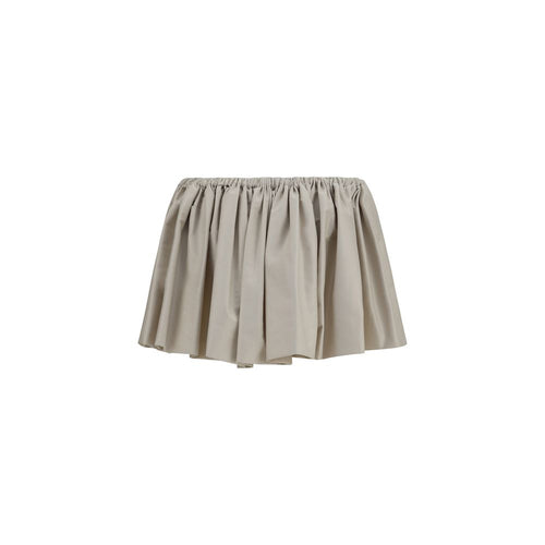 Beige Polyester Mini Skirt