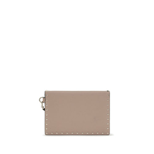 Beige Calf Leather Bos Taurus Clutch Bag