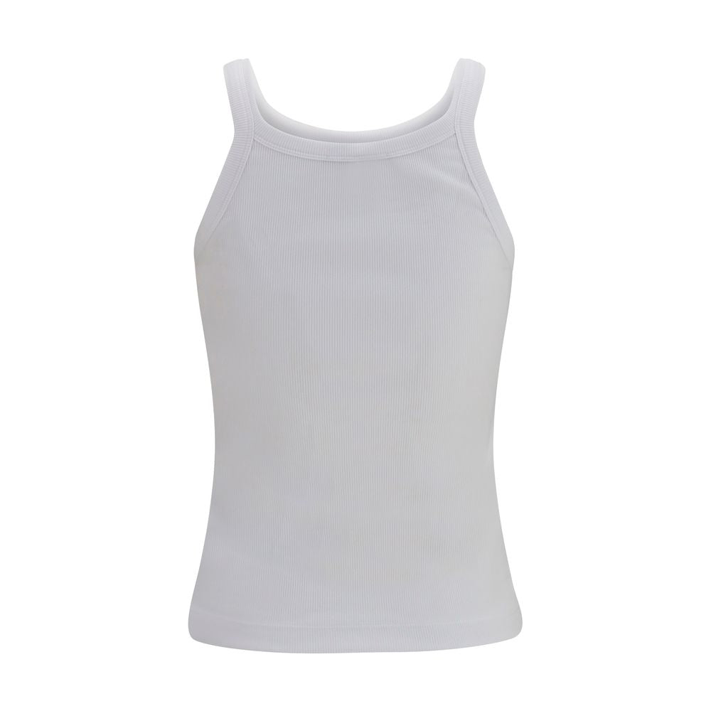 White Cotton Sleeveles T-Shirt