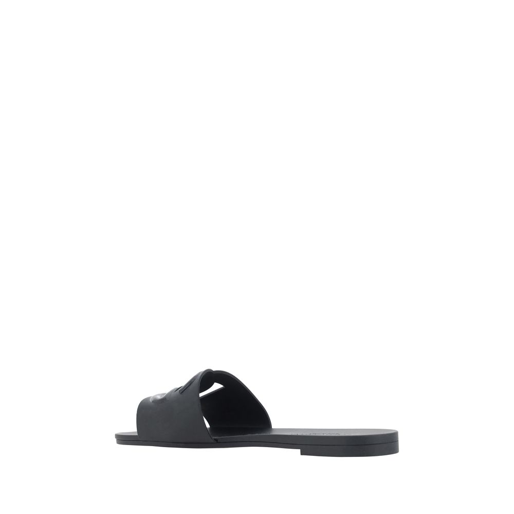 Black Rubber Flat Sandals