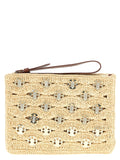 Beige Rayon Clutch Bag
