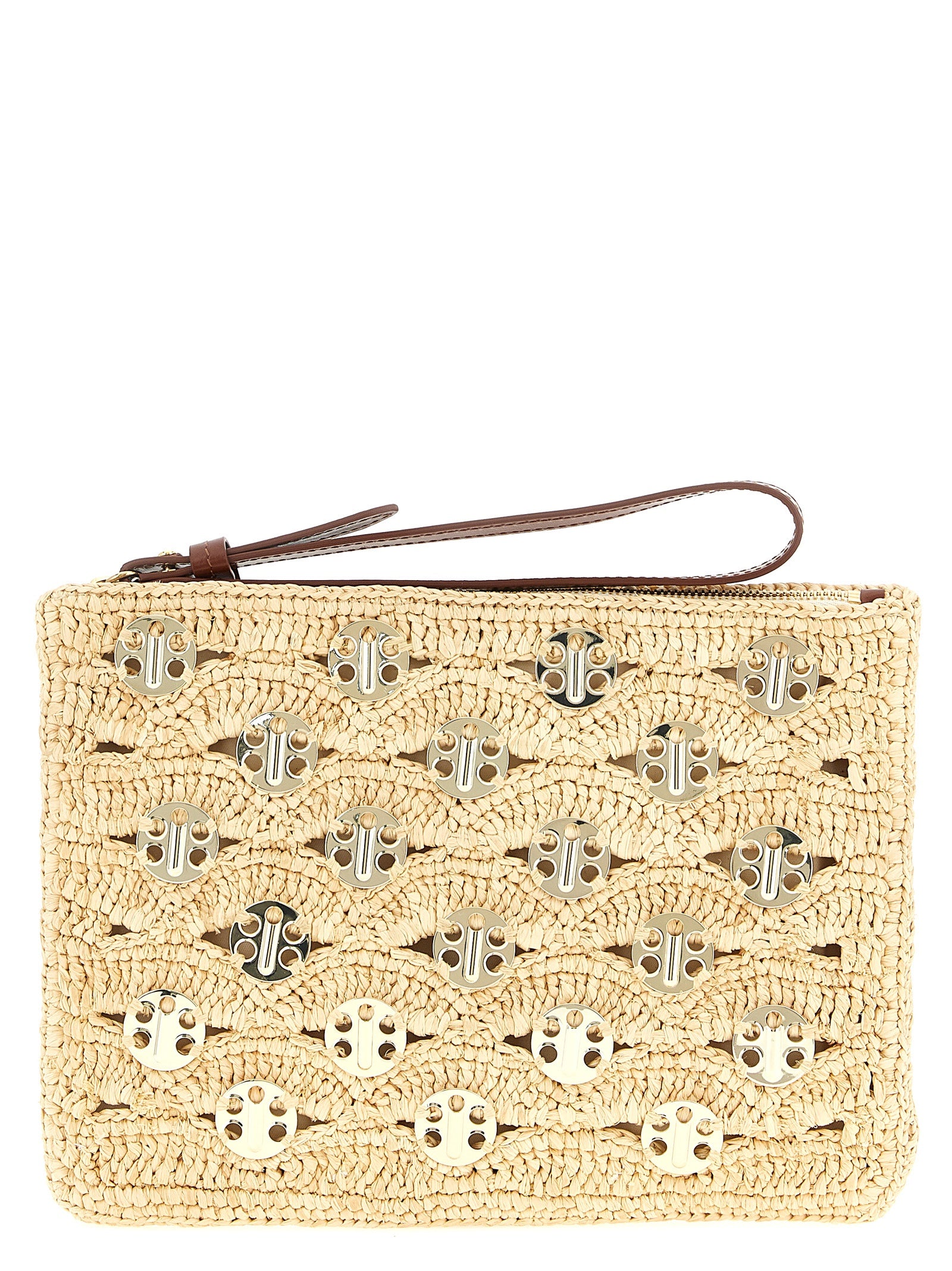 Beige Rayon Clutch Bag