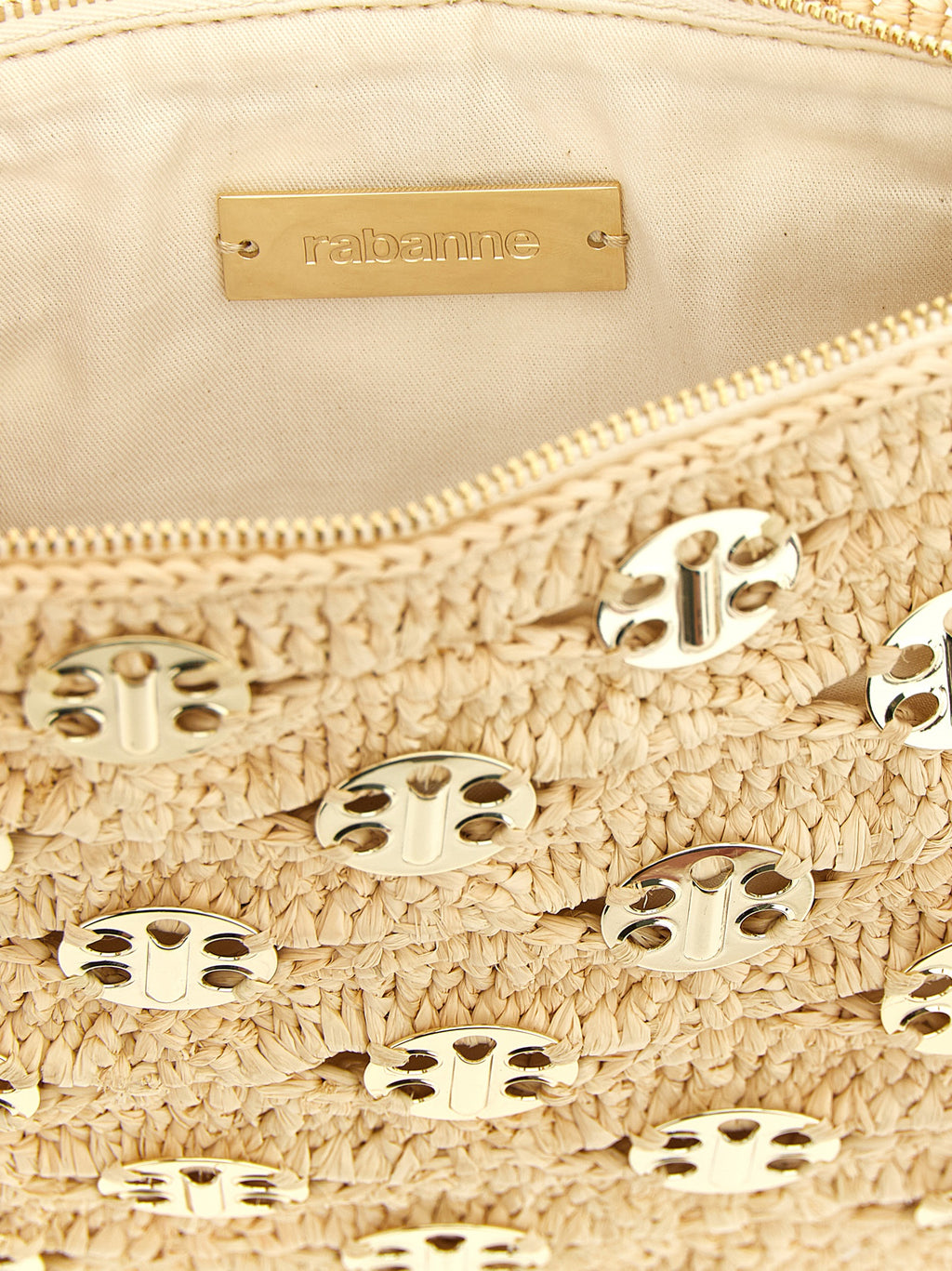 Beige Rayon Clutch Bag