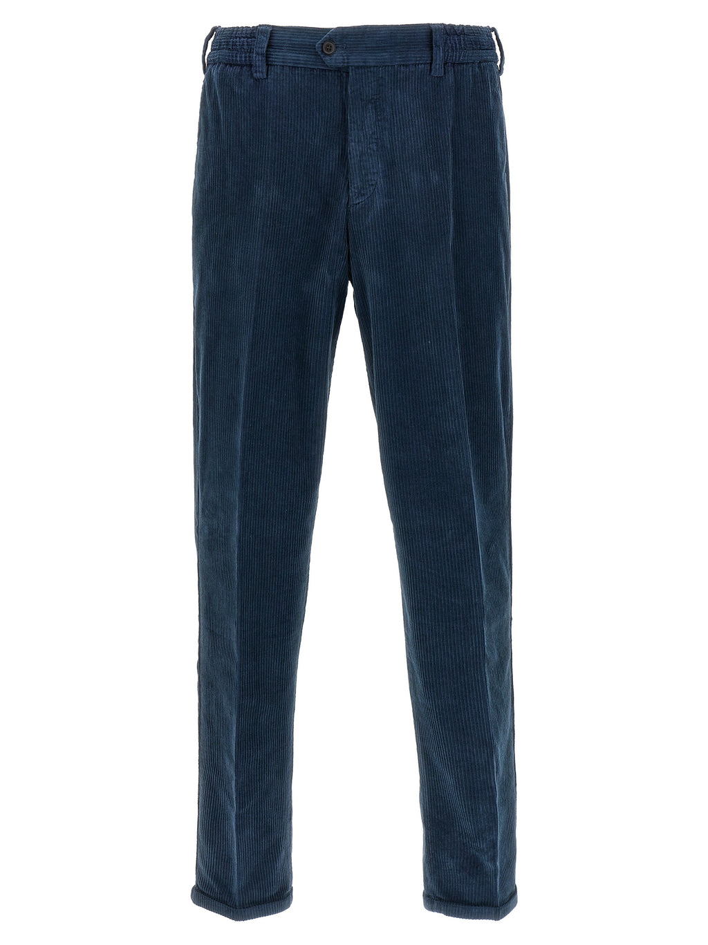 Blue Cotton Casual Pants