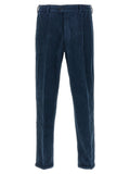 Blue Cotton Casual Pants