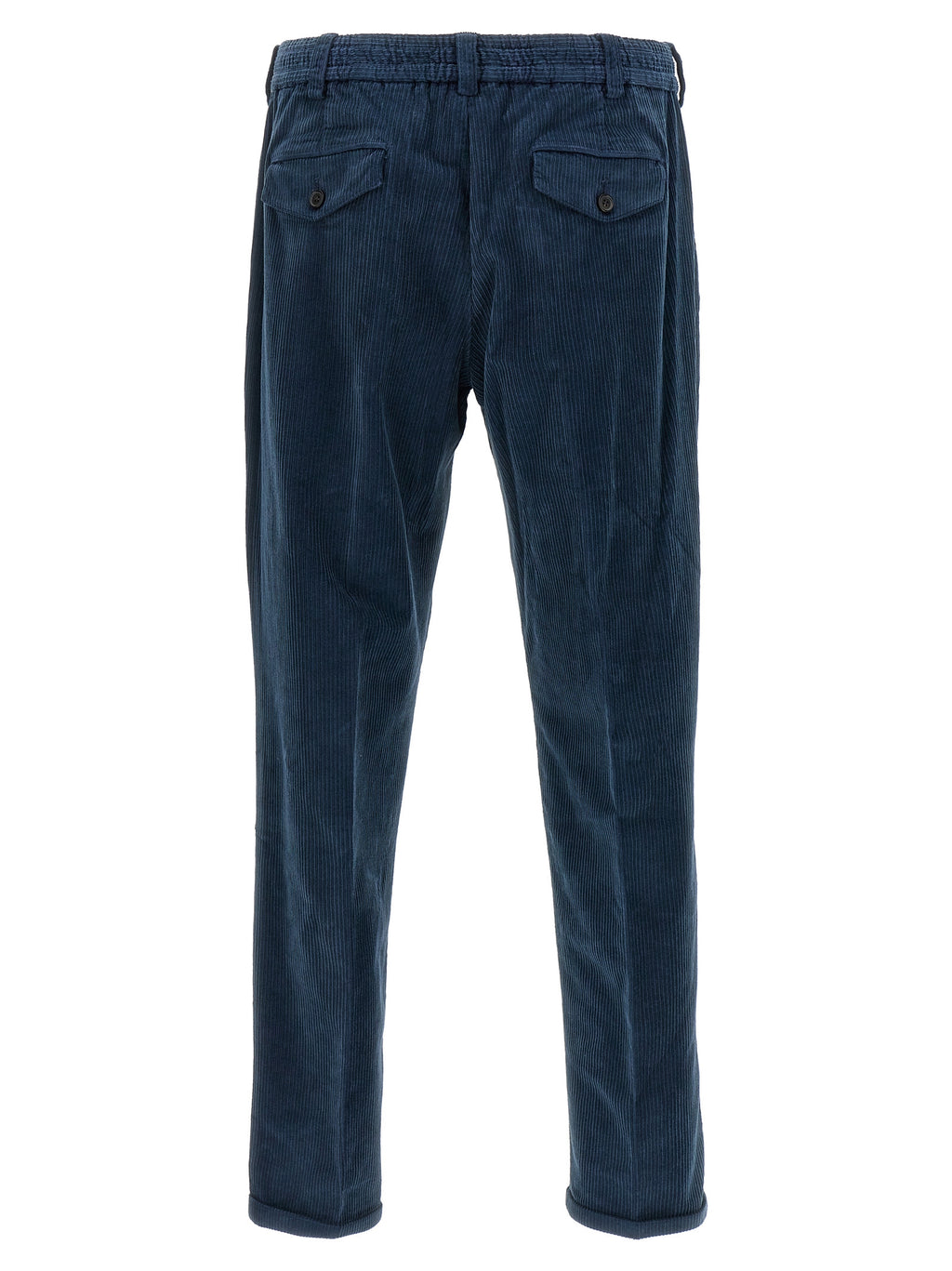 Blue Cotton Casual Pants