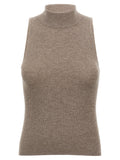 Brown Cashmere Sleeveles Sweater