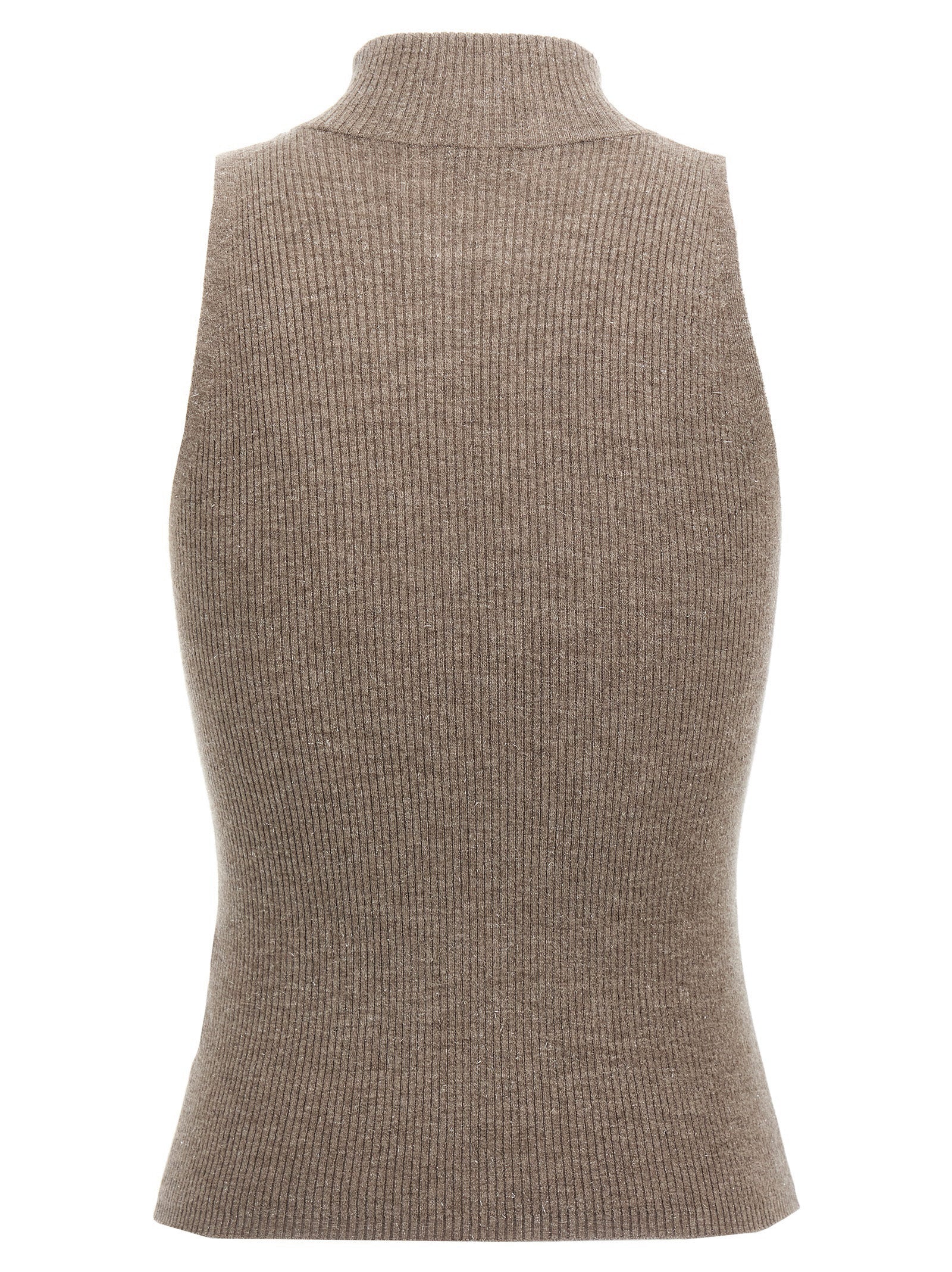 Brown Cashmere Sleeveles Sweater