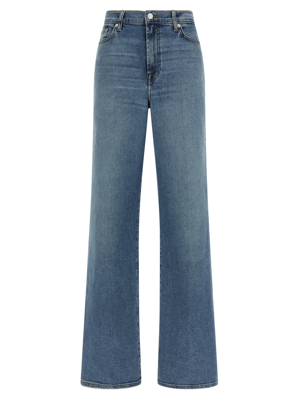 Blue Cotton Straight-Leg Jeans