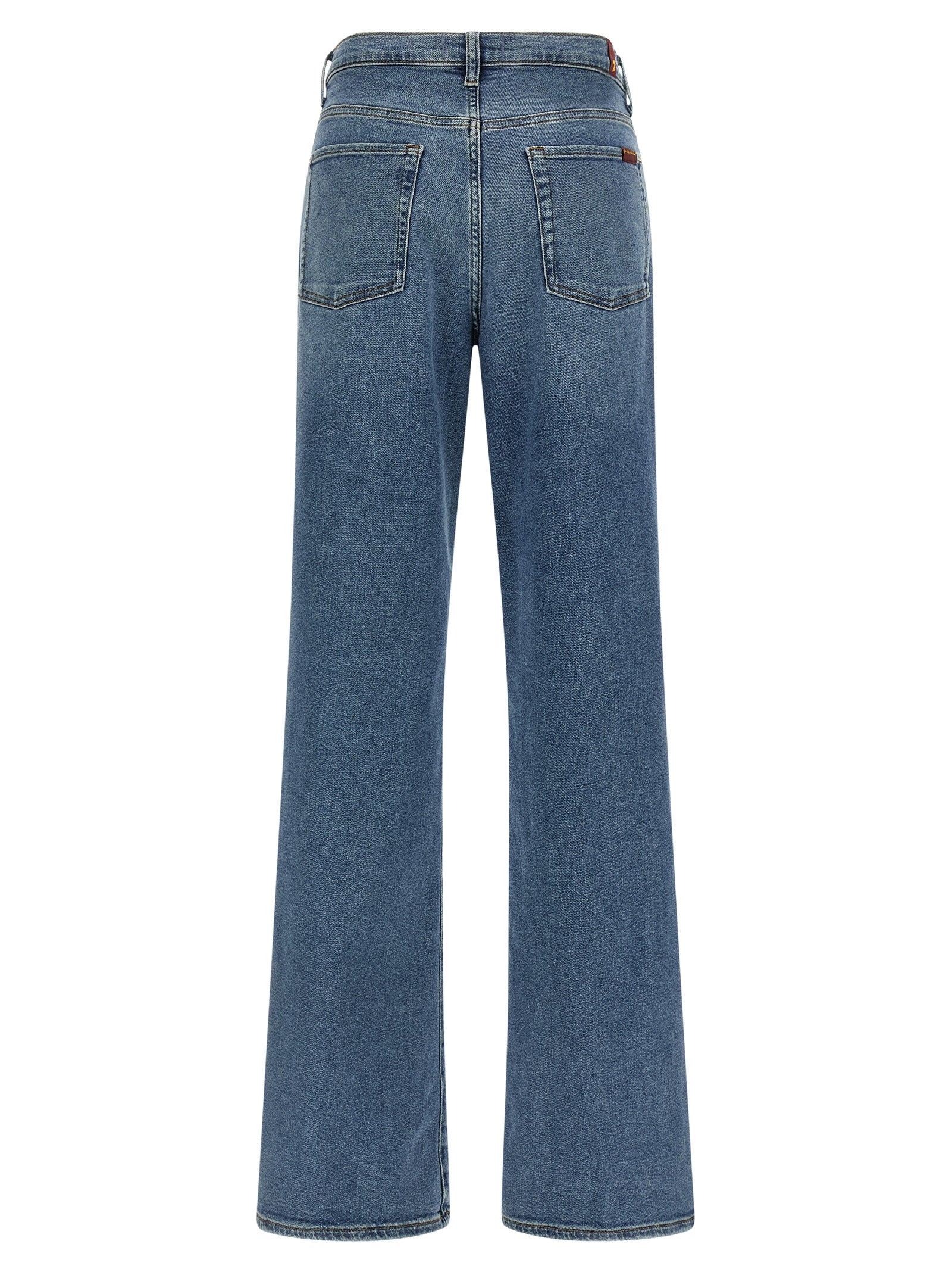 Blue Cotton Straight-Leg Jeans
