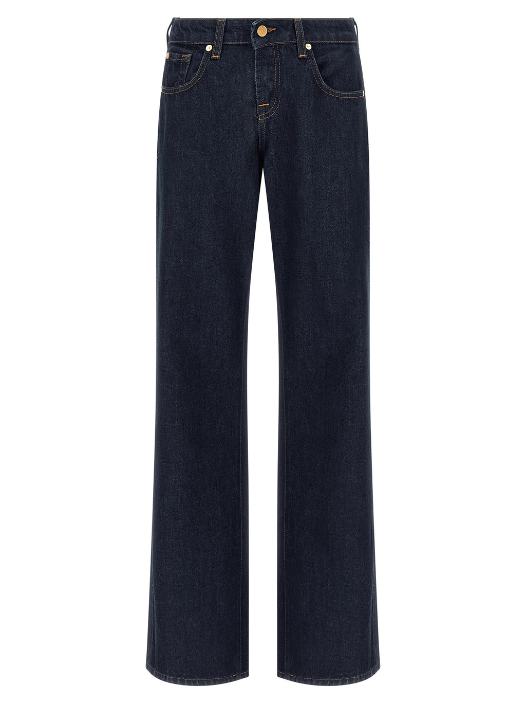 Blue Cotton Straight-Leg Jeans