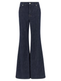 Blue Cotton Flared Jeans