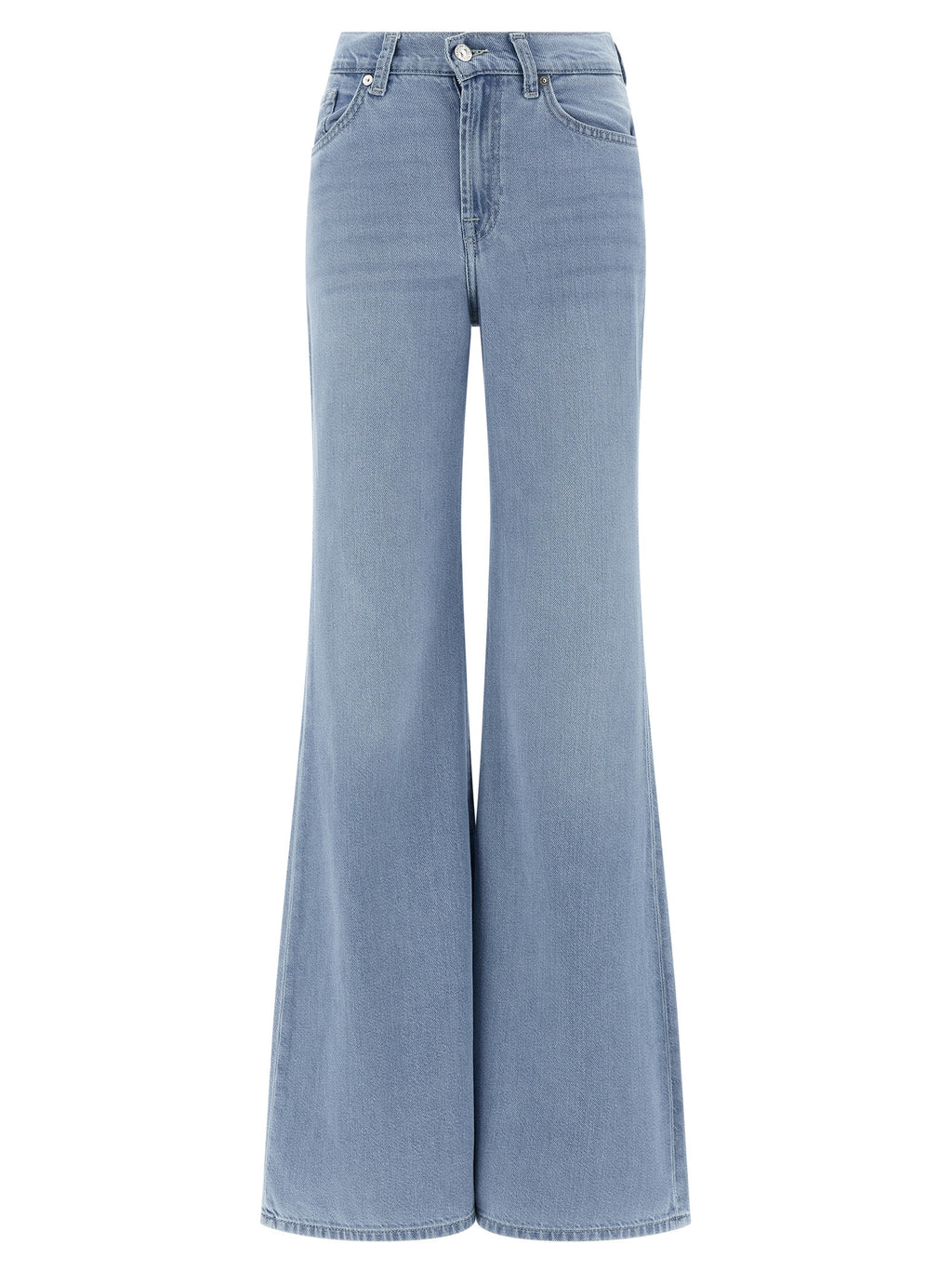 Blue Cotton Flared Jeans