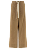 Beige Cotton Casual Pants