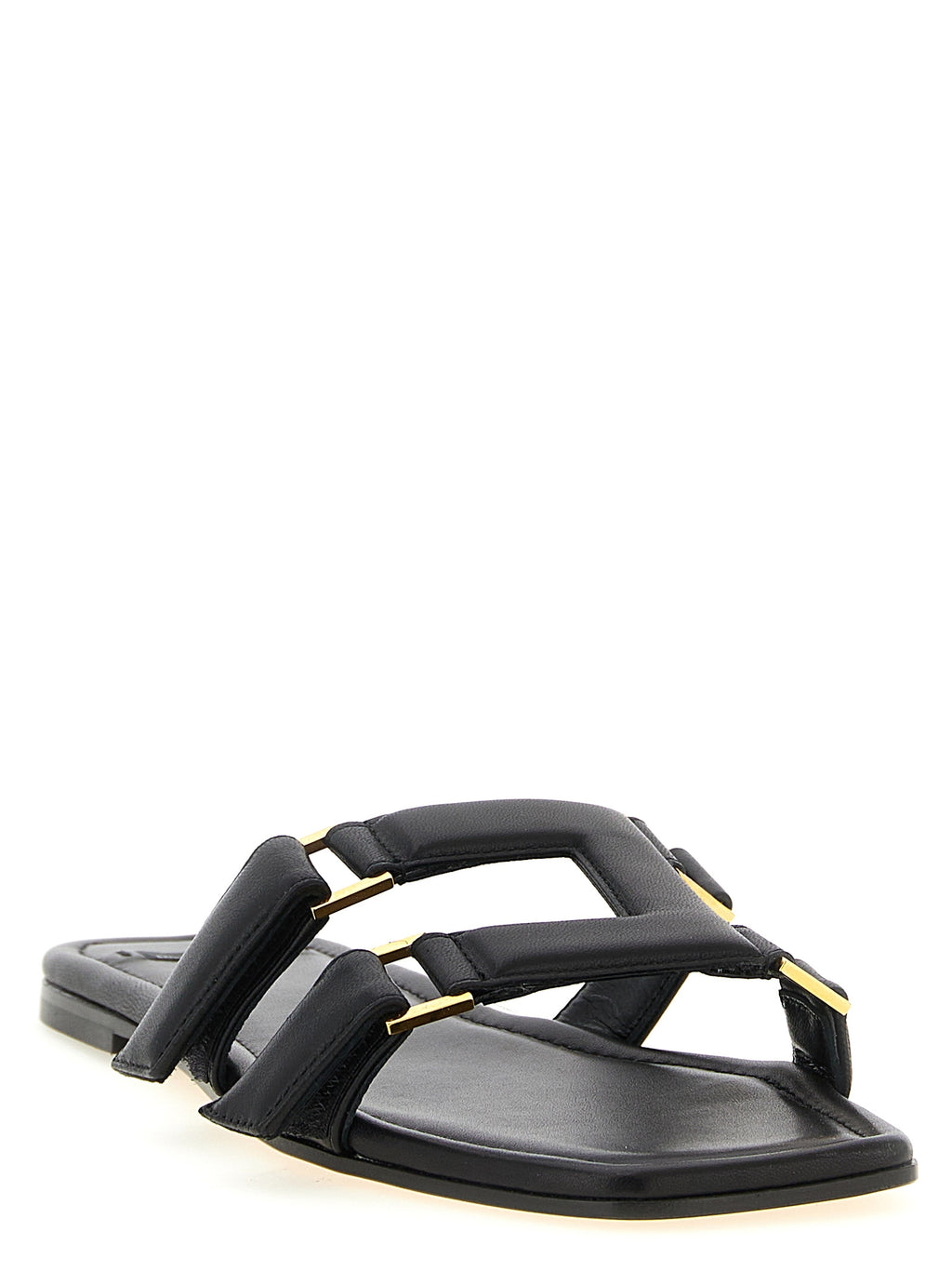 Black Lambskin Slides