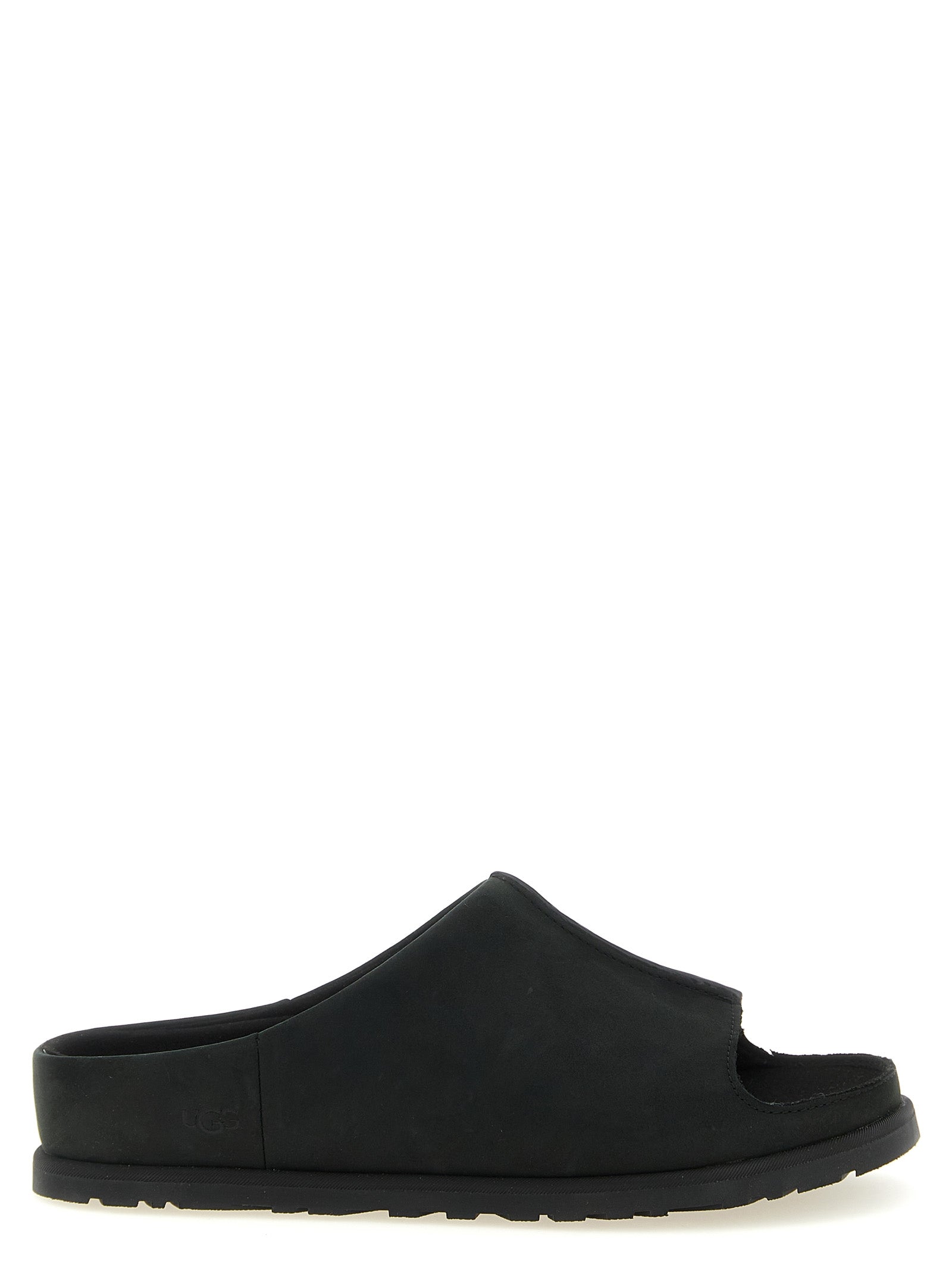 Black Leather Slides