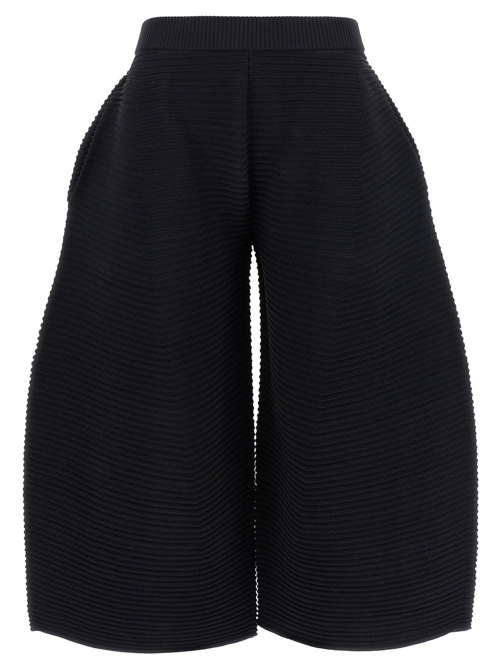 Black Polyester Cropped Pants