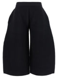 Black Polyester Cropped Pants