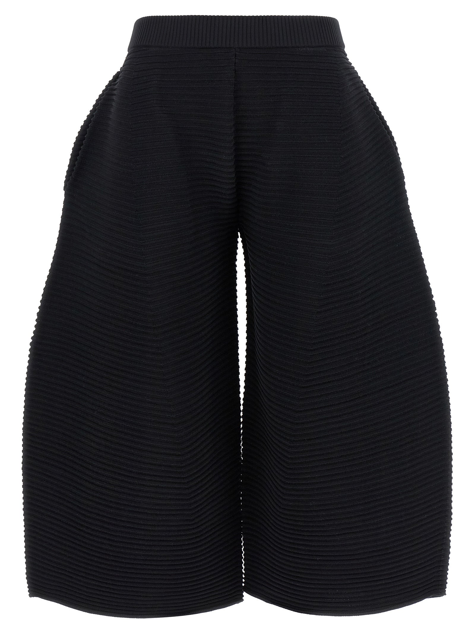 Black Polyester Cropped Pants