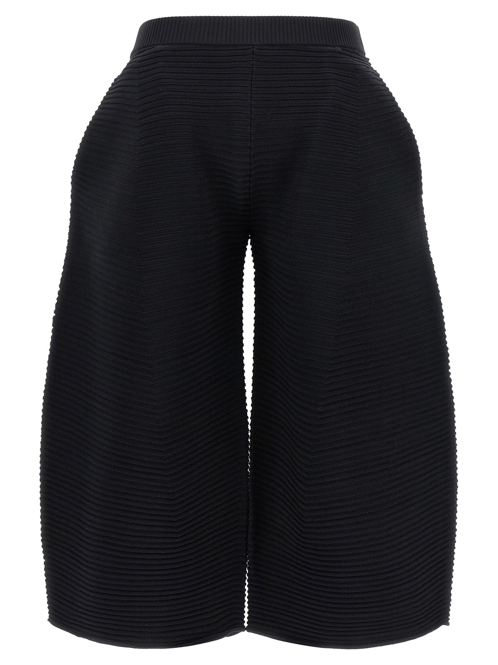 Black Polyester Cropped Pants