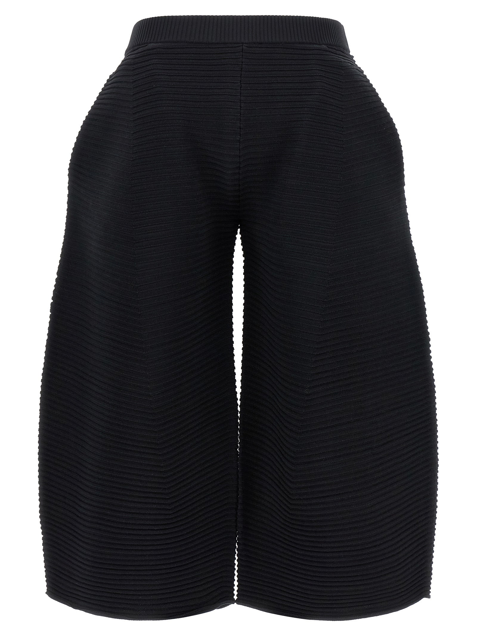 Black Polyester Cropped Pants