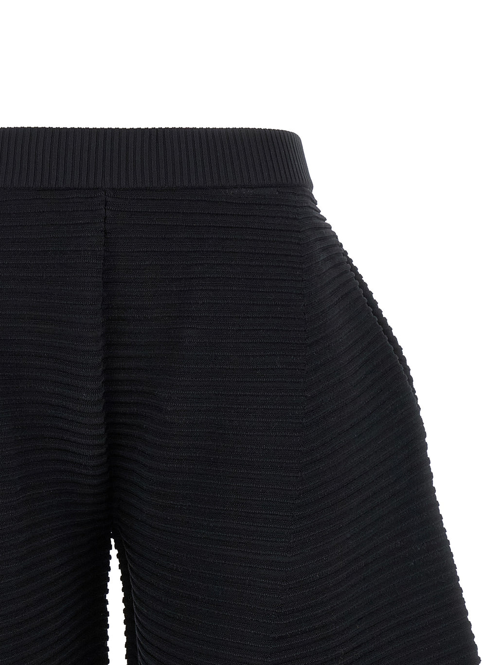 Black Polyester Cropped Pants