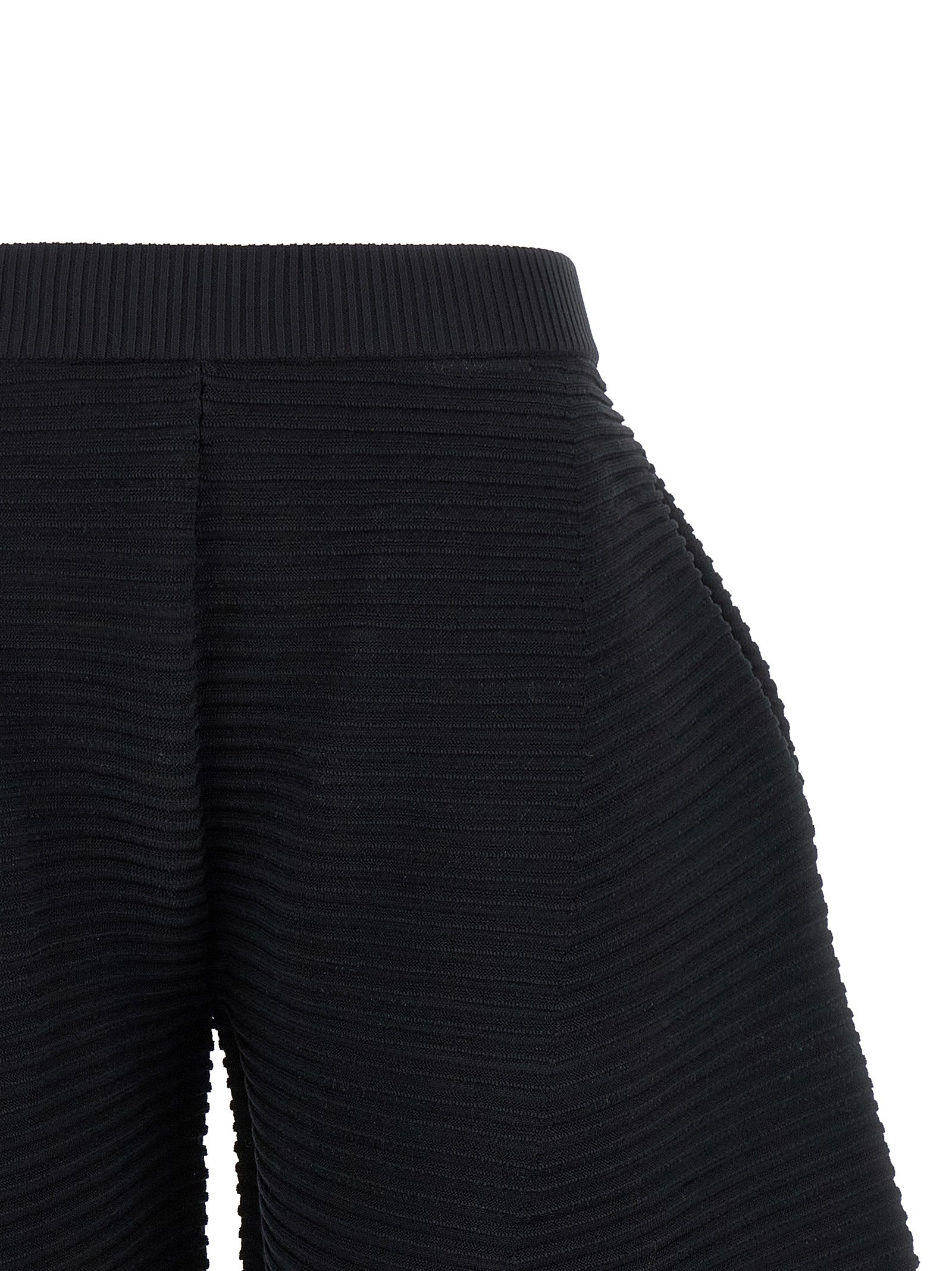 Black Polyester Cropped Pants