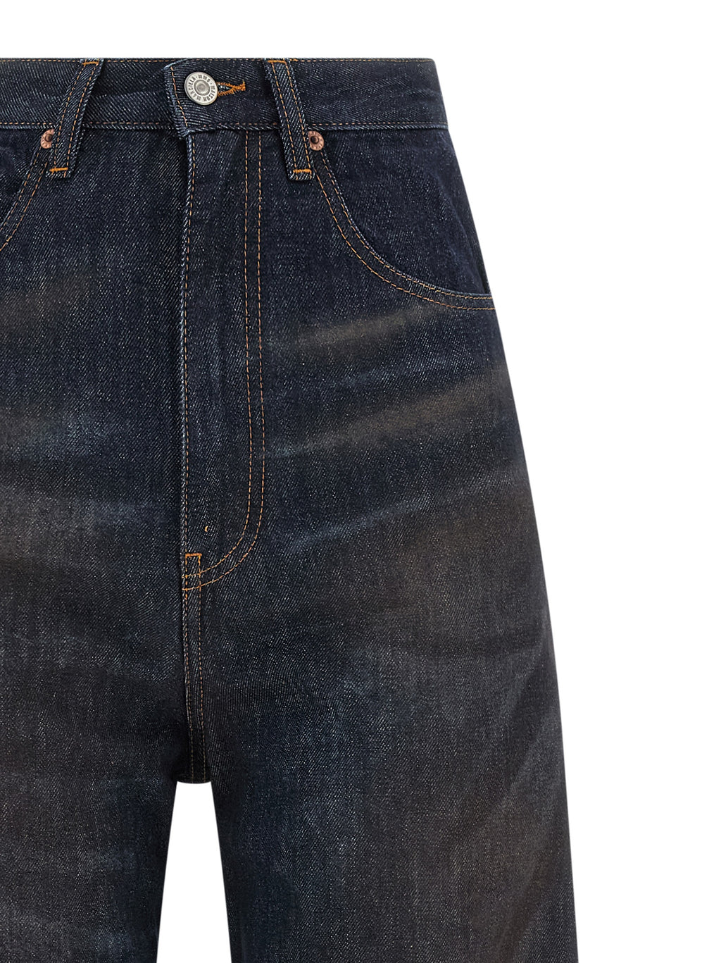 Blue Cotton High-Waisted Jean