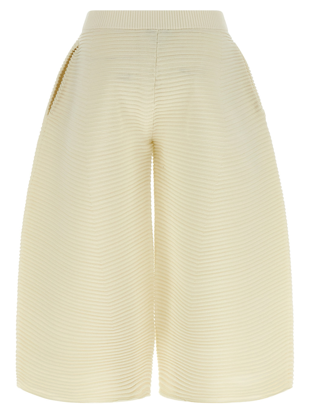 White Polyester Cropped Pants