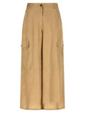 Beige Linen Cargo Pants