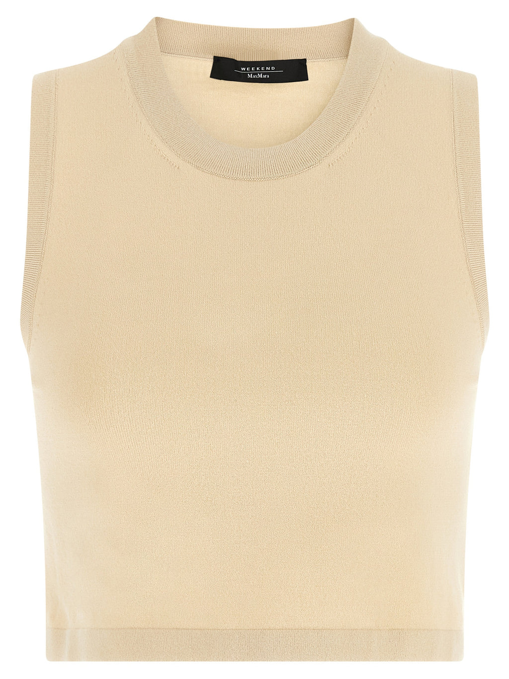 Beige Viscose Sleeveles T-Shirt