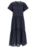 Blue Acetate Long Dress