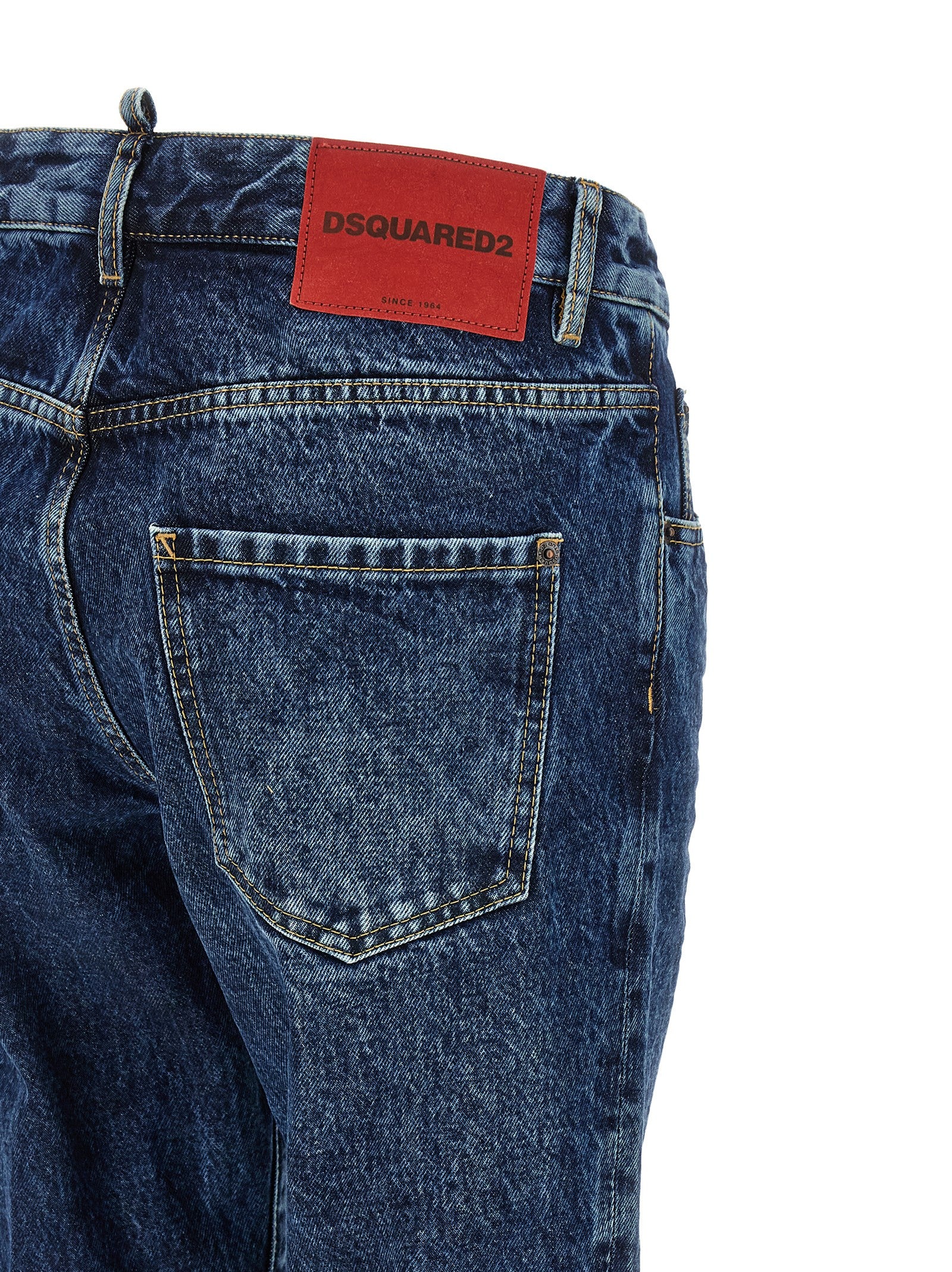 Blue Cotton Straight-Leg Jeans