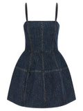 Blue Cotton Short Dress
