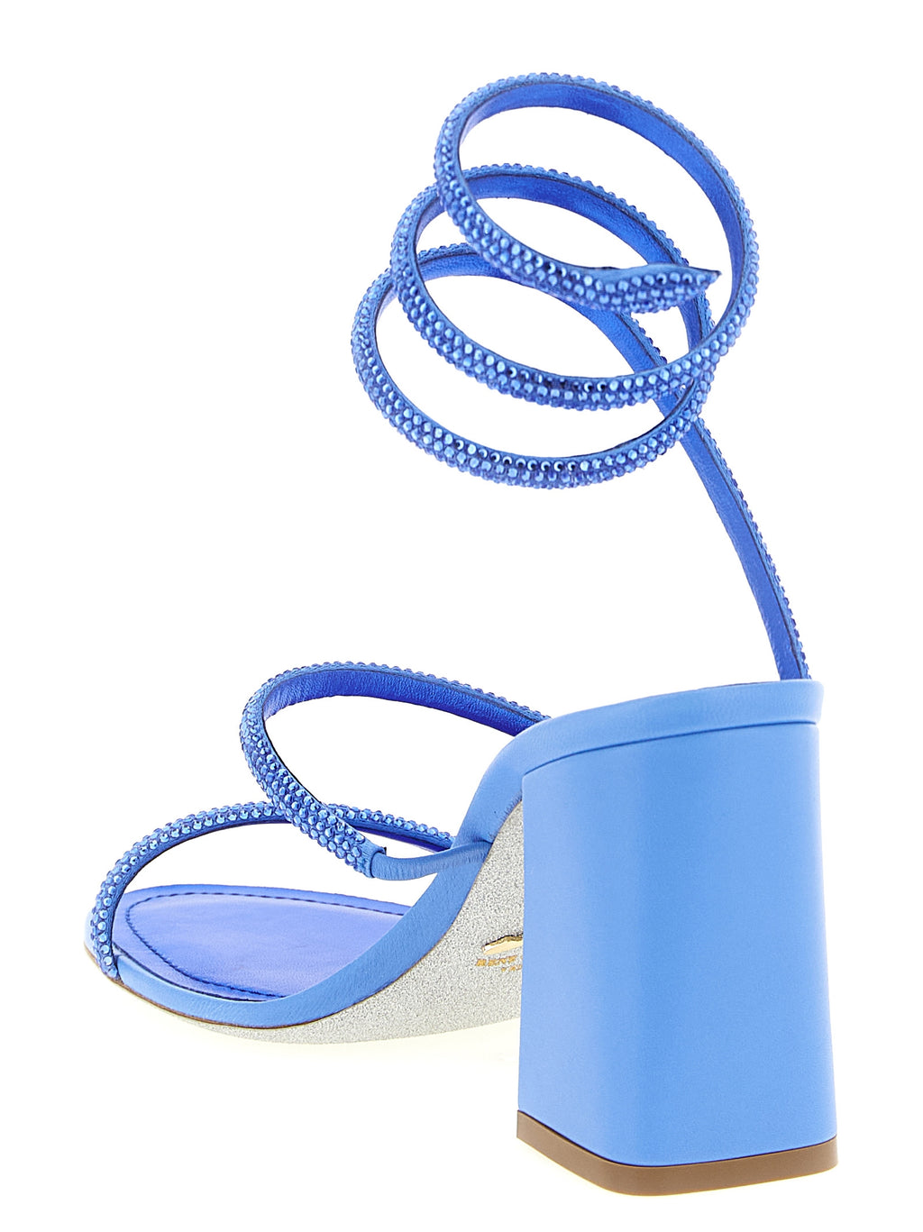 Blue Viscose Stiletto Heel Sandals