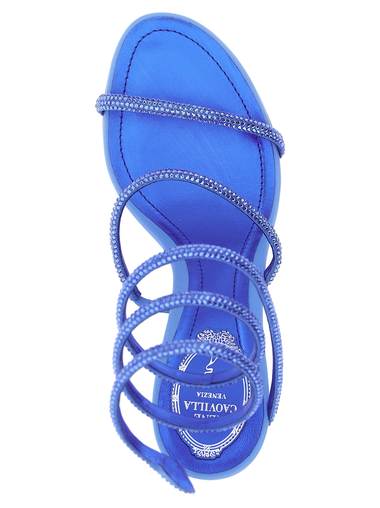 Blue Viscose Stiletto Heel Sandals