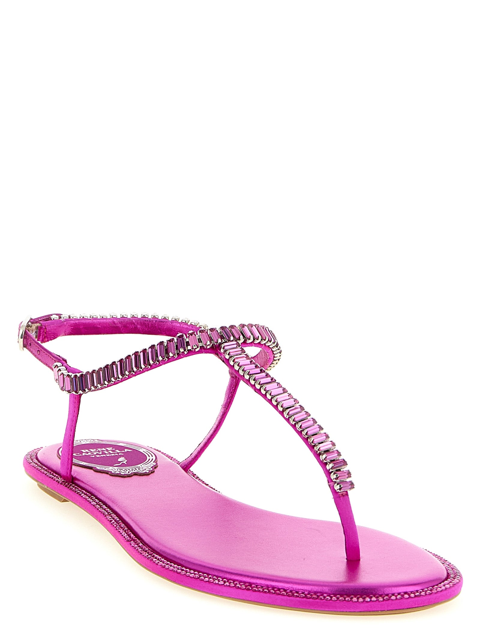 Fuchsia Viscose Flat Sandals