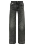 Gray Cotton Straight-Leg Jeans