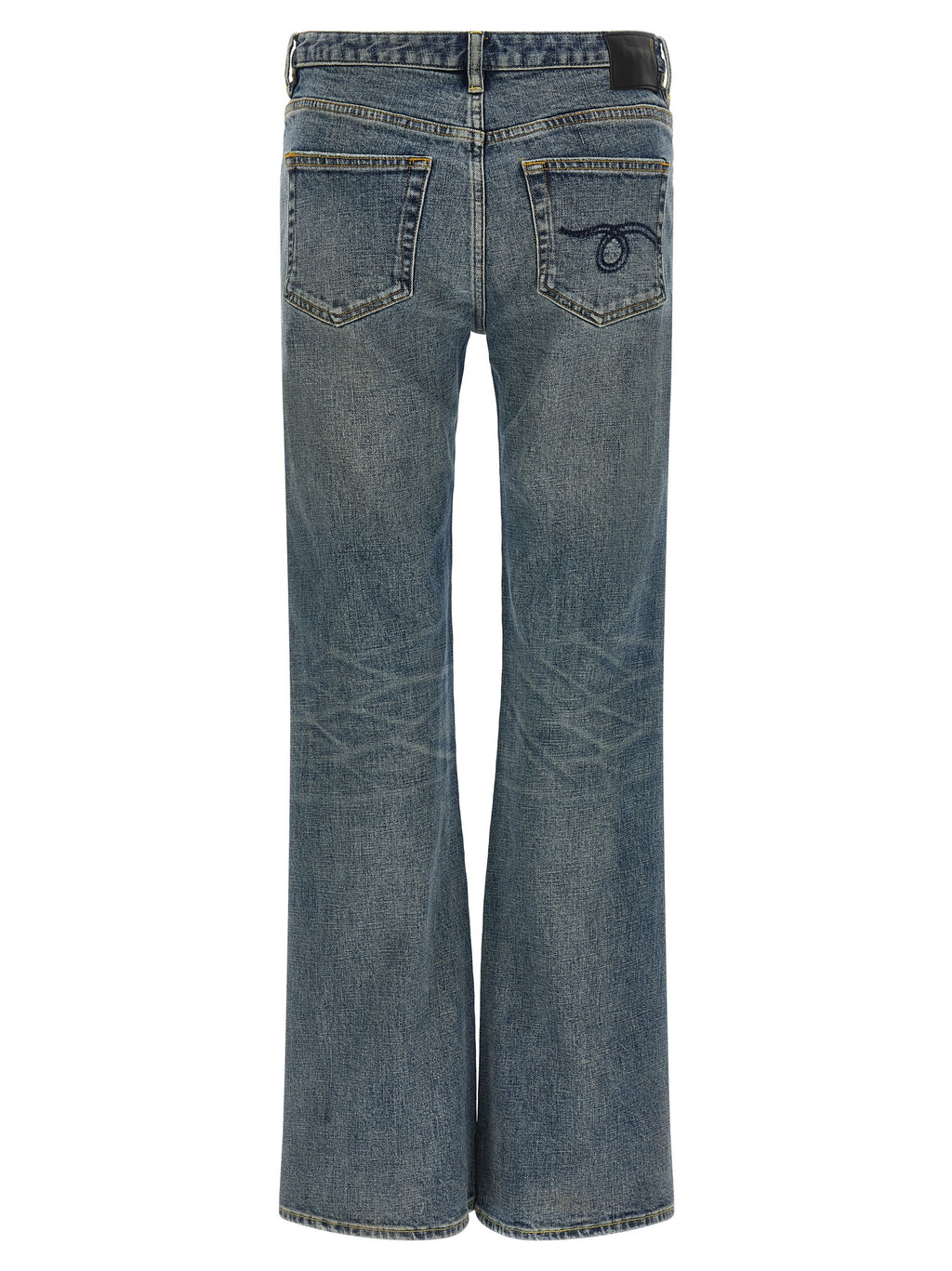 Blue Cotton Flared Jeans