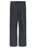 Blue Cotton Straight-Leg Jeans