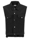 Black Cotton Sleeveless Jacket