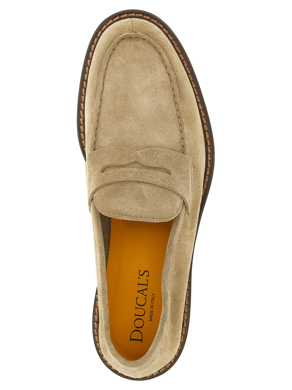 Beige Calfskin Slip-On Loafers