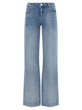 Blue Cotton Straight-Leg Jeans