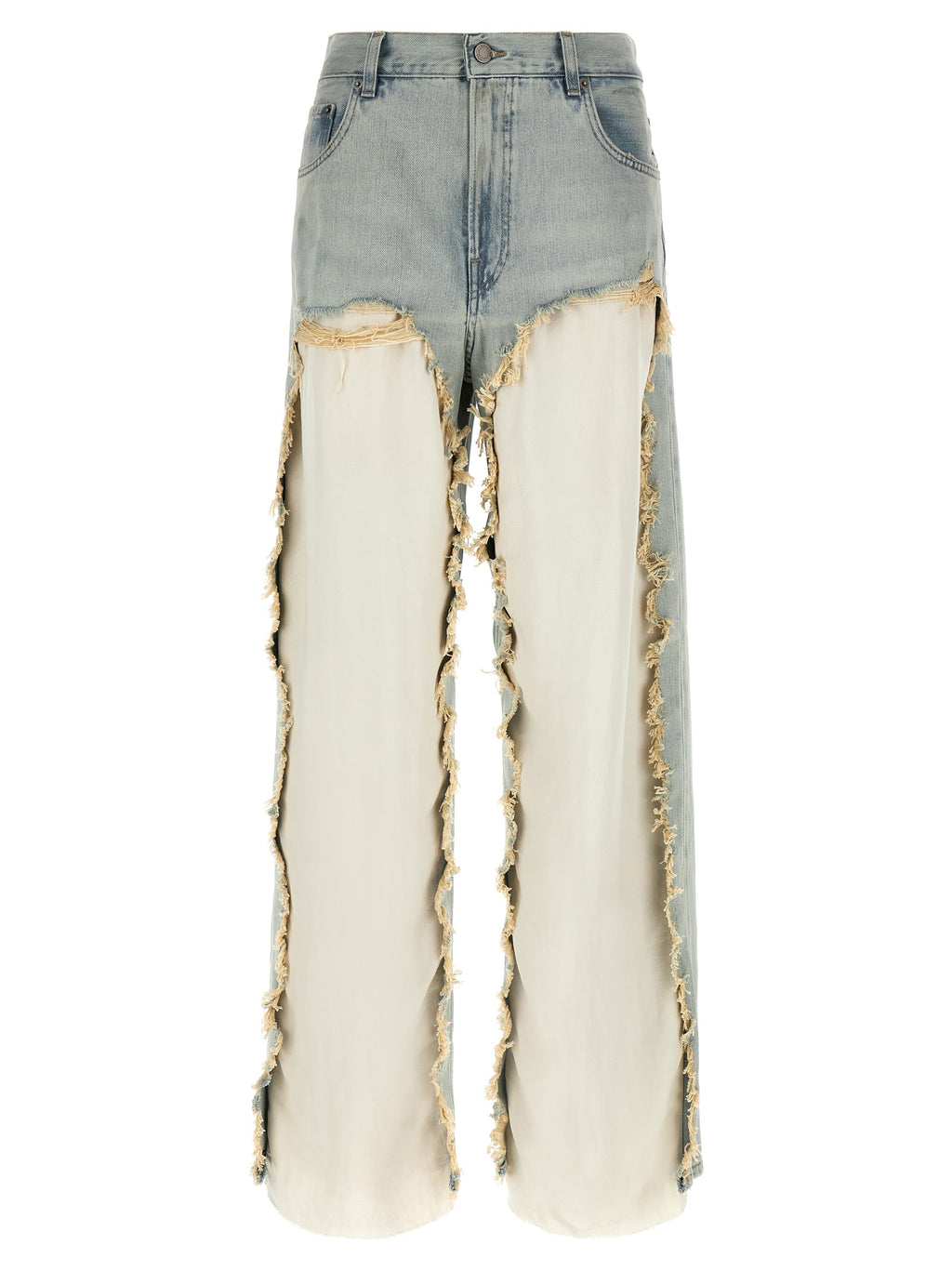 Blue Cotton Flared Jeans
